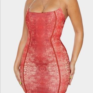 Red Snakeskin Bodycon Dress